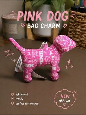 PINK Victoria's Secret Pink Logo Dog Bag Charm Keychain